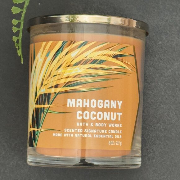 BBW Mahogany Coconut Bath & Body Works Single Wick Candle - Picture 5 of 10
